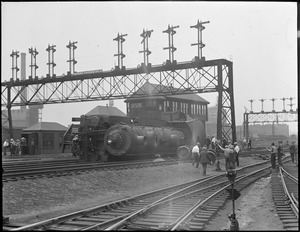 South Station - Locomotive tips over. Boston & Albany R.R. loco