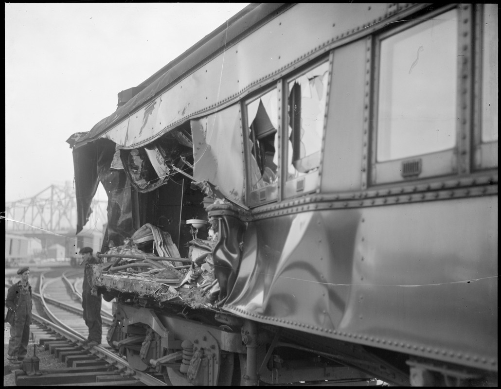 Damage to car, South Station train wreck Digital Commonwealth