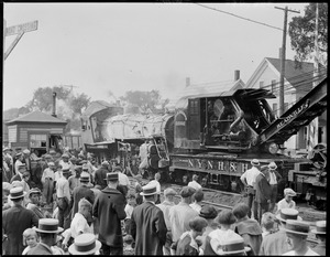 Removing locomotive after it plowed into Stoughton Station