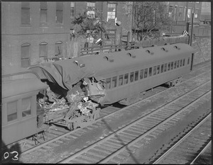 Two men die in locomotive wreck in Back Bay (Boston & Albany R.R. coach)