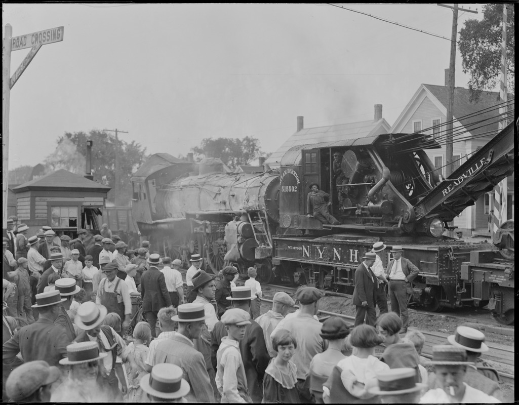 Wrecked train at Stoughton, MA