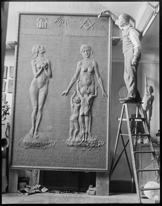 Sculptor Karl Skoog at work
