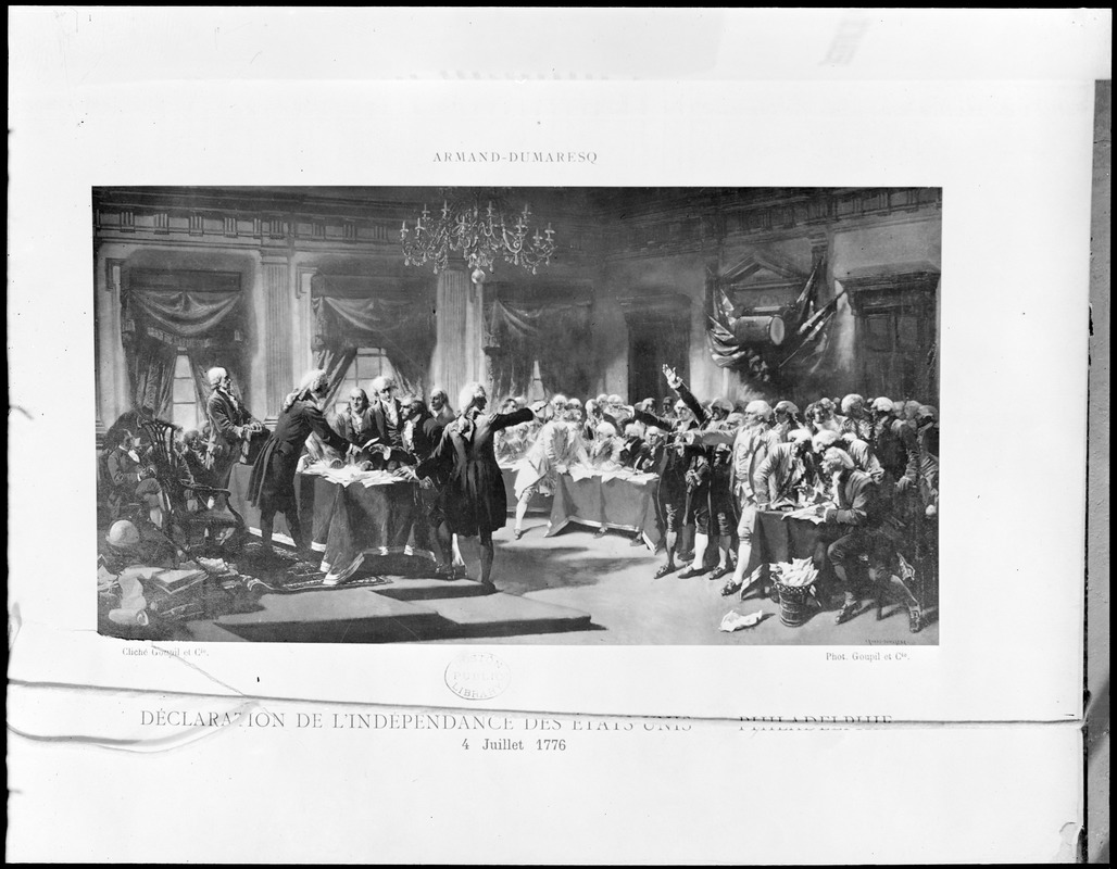 Print of Declaration of Independence in Boston Public Library