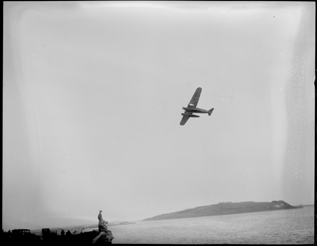 Fokker plane Friendship leaves Boston Harbor for Southampton, England. Amelia Earhart/Wilmer Stultz/Lew Gordon aboard.