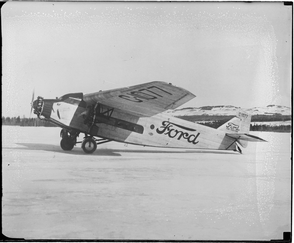 Ford's trimotor that went to Greenly Island to assist German fliers, the Bremen crew. This is the last plane that Hero Floyd Bennett piloted before he died. This plane also brought the German & Irish fliers from the north to this country with Balchen at...