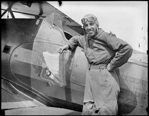 Ernest K. Warburton with his 575HP pursuit plane at East Boston Airport
