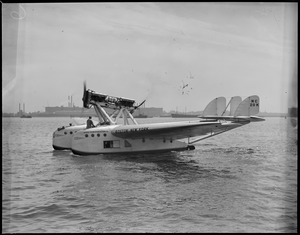 Airvia Transportation Company's Boston-New York plane in the waters of Boston Harbor