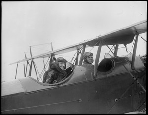 Dorothy Forbes goes up in an aeroplane with the Flying Parson after he had won much honor winning the cross country race
