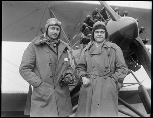 R-R: Robert Baker of Lafayette Escadrille and Lt. Crocker Snow of Lafayette Escadrille at East Boston airport