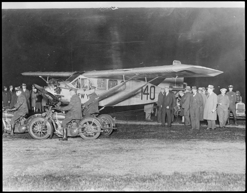 Chamberlin's plane Columbia the night of its take off for flight to Germany
