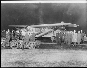 Chamberlin's plane Columbia ready to fly to Germany from New York non-stop.