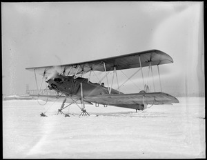 Curtiss' plane with skis at East Boston Airport