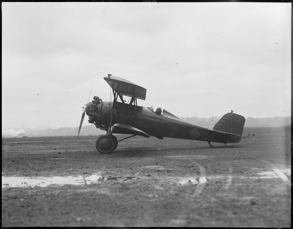 Mail plane lands at East Boston Airport, 1928