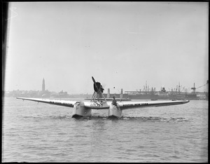 Passenger plane Boston to N.Y. in Boston Harbor. 'Air Via'