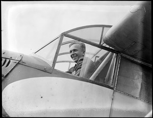 Clarence Chamberlin - Famous flier brings injured Ruth Nichols to Boston from New Brunswick who was strapped in a cot inside of plane. East Boston Airport.