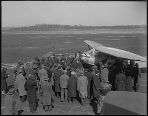 Charles A. Levine and plane Columbia lands at East Boston Airport