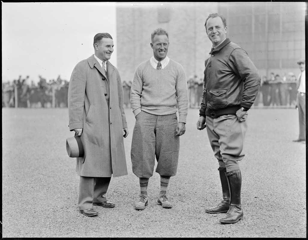Frank Hawkes (center) at East Boston Airport