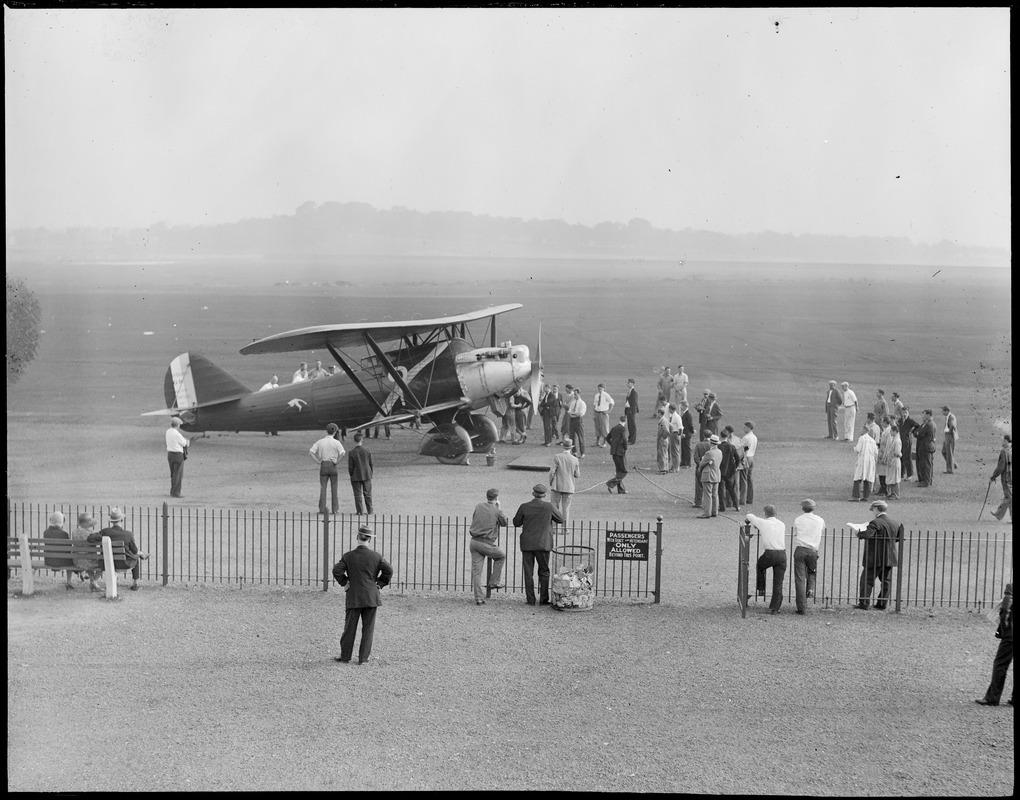 The French Plane "?" (insignia) East Boston Airport, 1930, with people