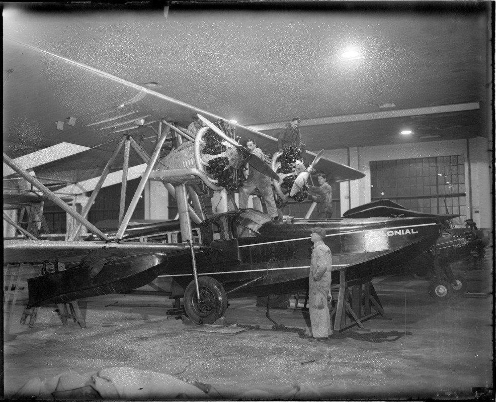 Bernt Balchen's plane about ready to leave East Boston Airport for Horse Island, Newfoundland