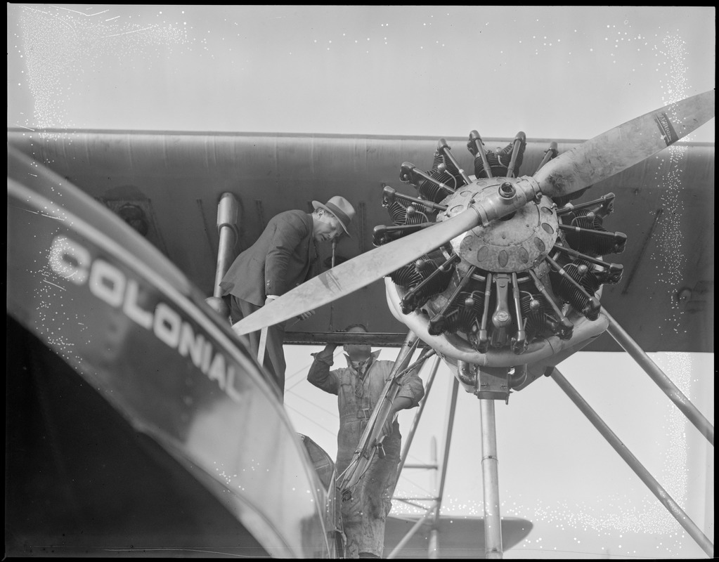 Bernt Balchen readying his plane for Viking disaster rescue