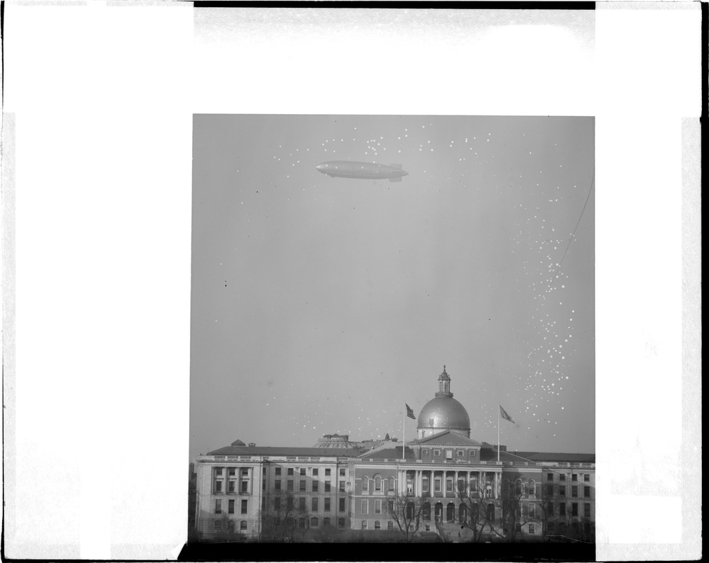 Airship Los Angeles over Statehouse Boston