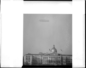 Airship Los Angeles over Statehouse Boston