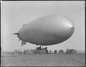 Army blimp TC-5 - First of its kind to land at East Boston Airport.