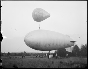 Patching a hole on a U.S. blimp