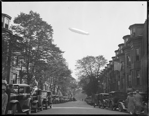 Navy's Zeppelin Los Angeles seen over West Newton Street, South End