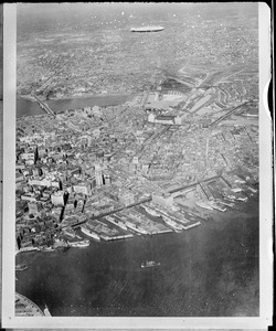 Blimp Los Angeles flying over Boston