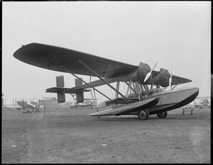 Wilmer Stultz's amphibian plane in Boston after flying from Saratoga, N.Y.