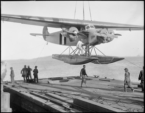 Byrd's South Pole plane being launched - East Boston Airport