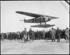 Byrd's South Pole plane being launched off East Boston Airport