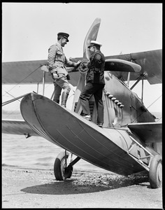 Commander Byrd on Macmillan's plane at Squantum