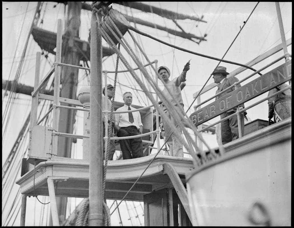 Commander Byrd on pole ship Bear of Oakland