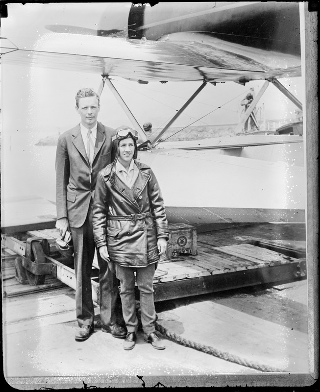 Charles Lindbergh and wife ready to fly the Pacific. They left in July 1931.