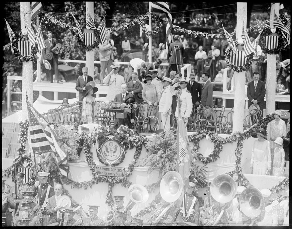 Pres. Coolidge talks on behalf of the country in honor of Lindy on his return to U.S., Washington, D.C.