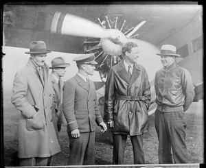 H. S. Andrews - pilot, Robert S. Leroy - co-pilot, Col. Charles Lindbergh - head pilot, Ted Weaver - pilot of Ford's plane, Newark N.J.