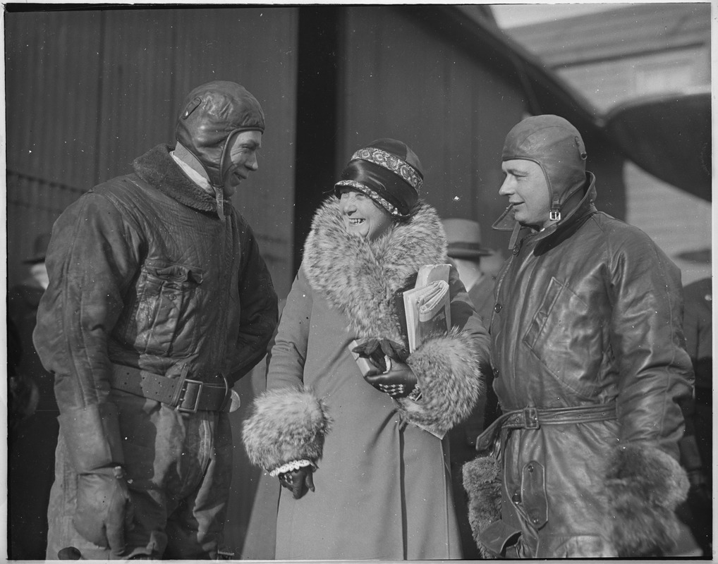 Lt. Johnson, Mrs. Lindbergh and Lt. Hegenberger