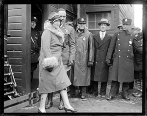 Mrs. Evangeline Lindbergh, mother of the famous Lindy - arrives at East Boston Airport