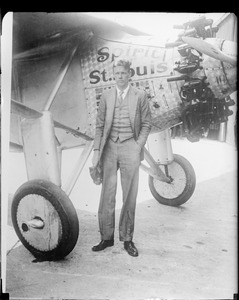 Chas A. Lindbergh - with Spirit of St. Louis - before plane goes to Smithsonian Inst.