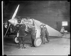 Spirit of St. Louis being taken apart at the Smithsonian Institute