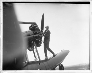 Col. Lindbergh at Scarborough Airport, Maine