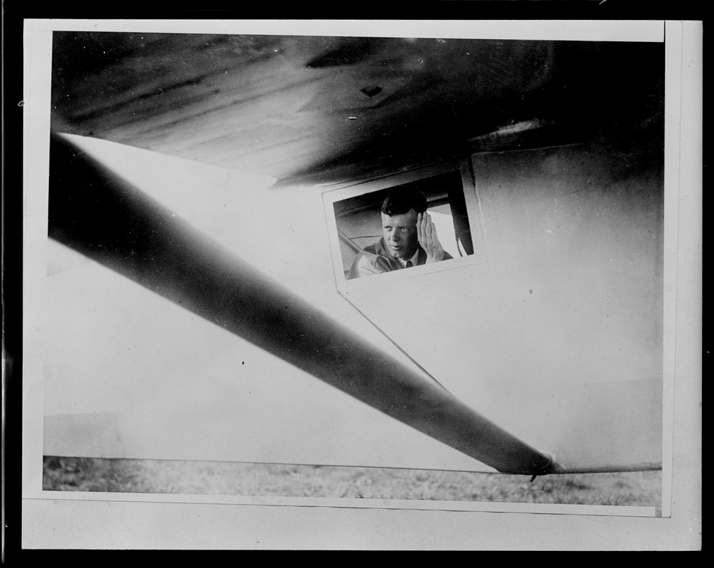 Lindbergh in his plane, Spirit of St. Louis