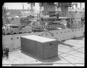 Crate and ship that returned the Spirit of St. Louis from France