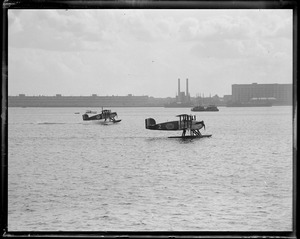 World Fliers, East Boston - 2 seaplanes in Boston Harbor