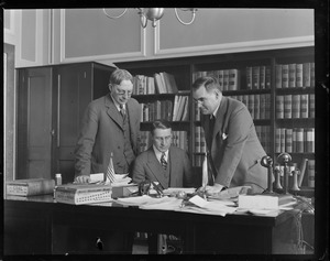 Three big attorneys investigating Boston Police and Oliver Garrett. L-R: Assistant Attorney General Damon E. Hall, Assistant Attorney General Joseph E. Warner, Attorney A.H. Bickford