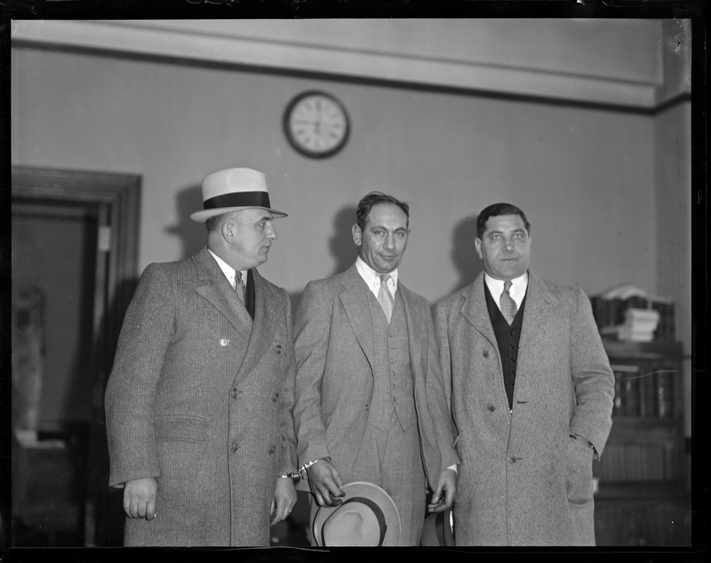 Rutstein kidnapping case: R-R Police Inspector Benjamin Goodman, suspect Maurice Cohen, Police Inspector William Goulston.