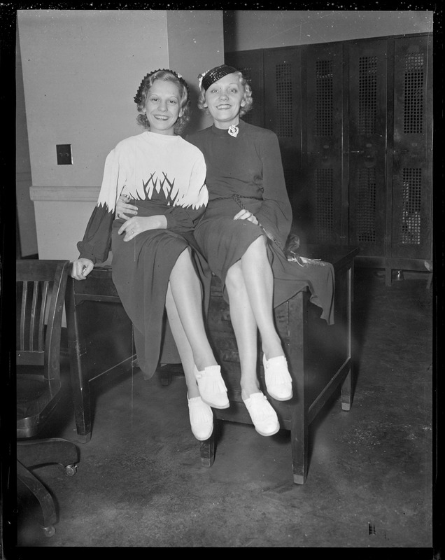 US Jails: Miss Ann Ettors (I) and Mrs. Mae Stislow (R), Bronx divorcee, in counterfeit racket.