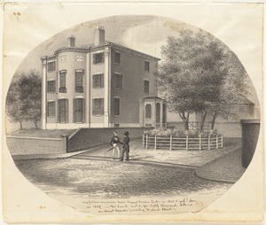 Jonathan Mason House: Mount Vernon & Walnut Sts. House built 1802, razed 1837. C. Bulfinch, arch.